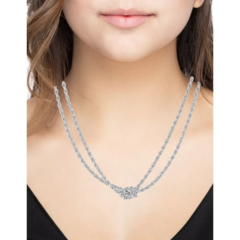And Now This Silver Plated Knotted Chain Necklace 16”